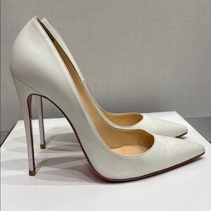 White Louboutin Kate heels, good condition